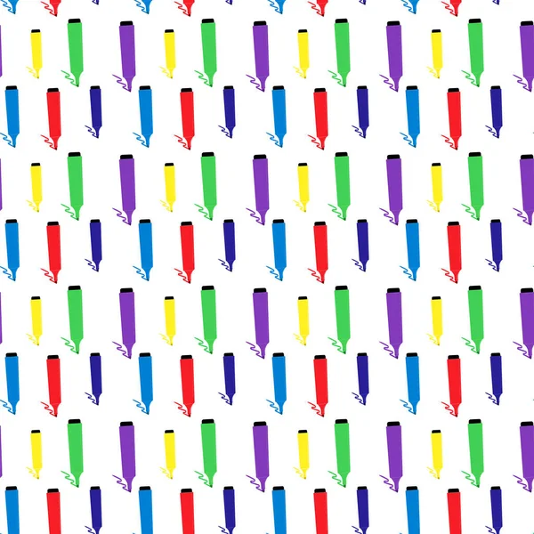Set Felt Tip Pens Drawing Seven Primary Colors Sale Advertising — Stock Vector