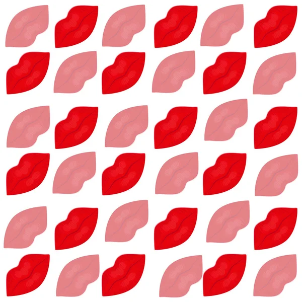 Red Lips Repeating Pattern Ornament Kisses — Stockvektor