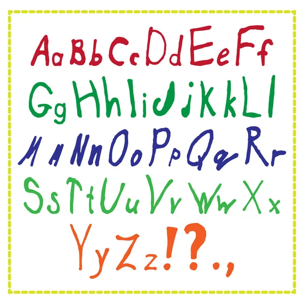 Векторный Алфавит Ручной Работы Шрифт Скрипта Изолированные Письма Написанные Маркером — стоковый вектор