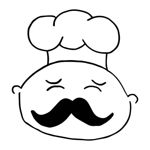 一个快乐的厨师 留着胡子 戴着帽子 当厨师 — 图库矢量图片