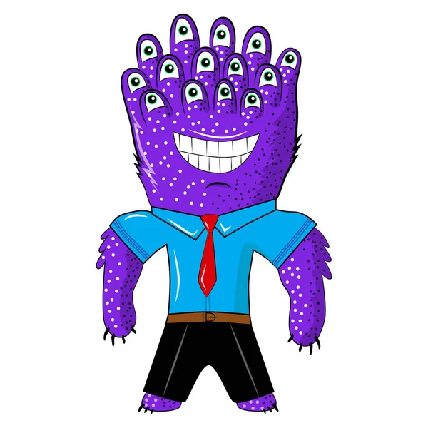 Happy Monster Who Has Many Eyes Worker Employee Monster Monster — Stock Vector