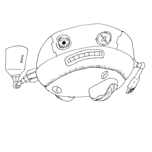 Handgezeichnete Illustrierte Linienkunst Illustration Eines Skizzenroboters Roboter Einfache Vektor Illustration — Stockvektor