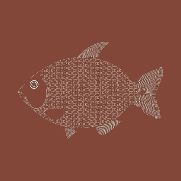 Одинокая Рыба Векторная Иллюстрация — стоковый вектор