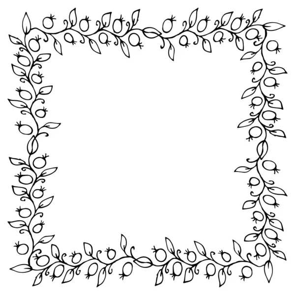 Векторна Проста Рамка Ягід Листя — стоковий вектор