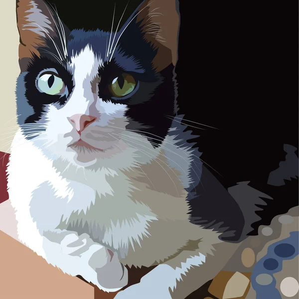 Vector Portret Tekening Van Een Kat Prachtige Kitten Illustratie Voor — Stockvector