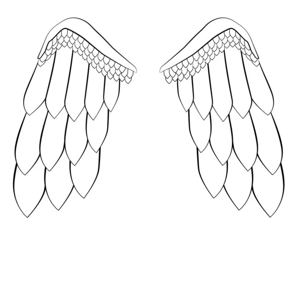 Два Крила Великим Пір Ангельські Крила Частина Костюмованих Крил Польоту — стоковий вектор