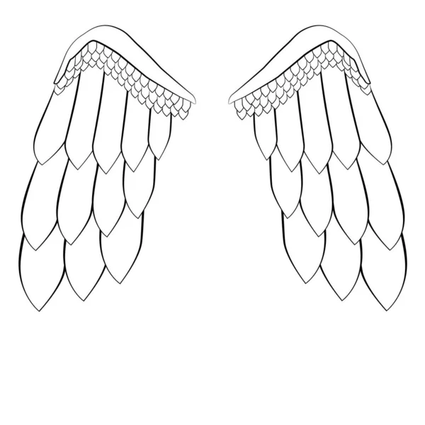 Two Wings Large Feathers Angel Wings Part Costume Wings Flight — Stok Vektör