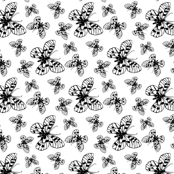 蝶のベクトルパターン描画 印刷用の蝶の簡単な図面 — ストックベクタ
