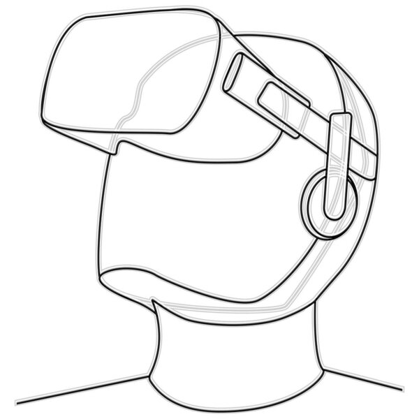 Man in virtual reality glasses. Silhouette in 3D glasses.