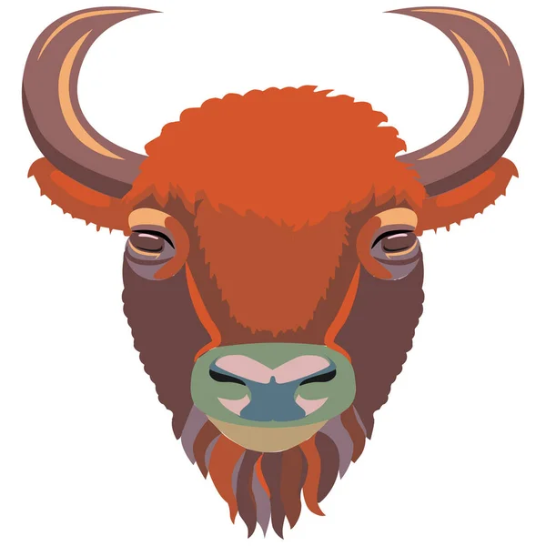 Bison Head Portrait Wild Bull Handsome Bull — Image vectorielle