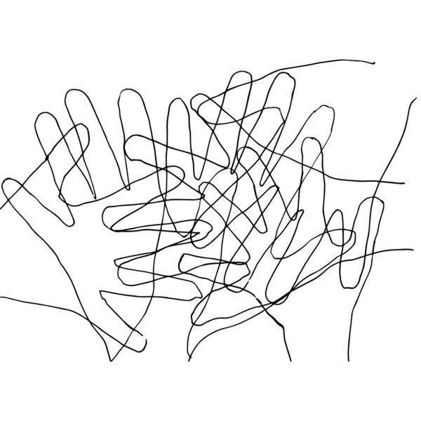 Handkonturer Abstrakt Ritning Händer — Stock vektor