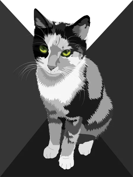 Vektorporträtzeichnung Einer Katze Schöne Kätzchen Illustration Zum Drucken Auf Stoff — Stockvektor