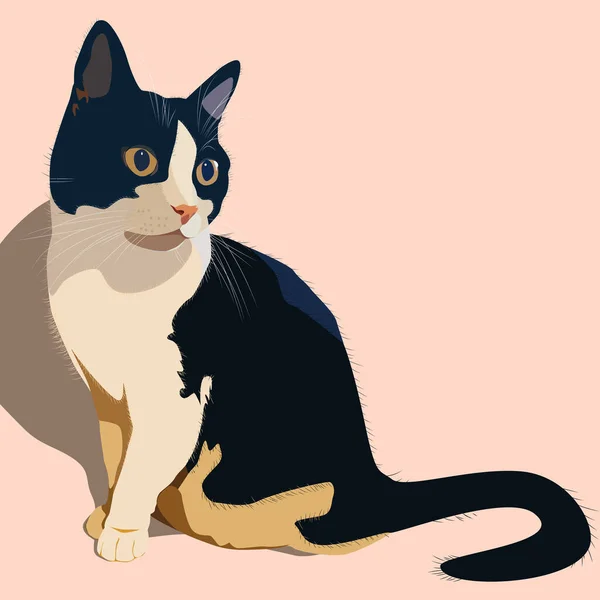 Dibujo Retrato Vectorial Gato Hermosa Ilustración Gatito Para Imprimir Tela — Vector de stock