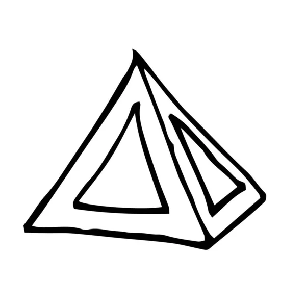 Eenvoudige Doodle Van Een Piramide Icoon Handgetekende Vectorkunst Zwart Wit — Stockvector