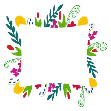 Şükran Günü için güzel bir kart. Sonbahar bitkilerinden ve yapraklardan oluşan çiçek çerçevesi