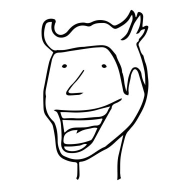 Komik adam siyah beyaz vektör çizimi