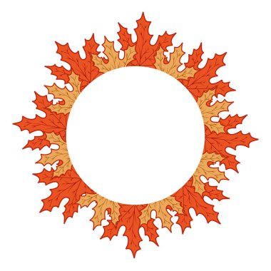 Sonbahar şablonu. Beyaz arka planda parlak renkli sonbahar yaprakları. Metninizi ortaya yerleştirebilirsiniz..