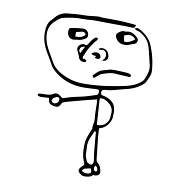 Komik adam siyah beyaz vektör çizimi