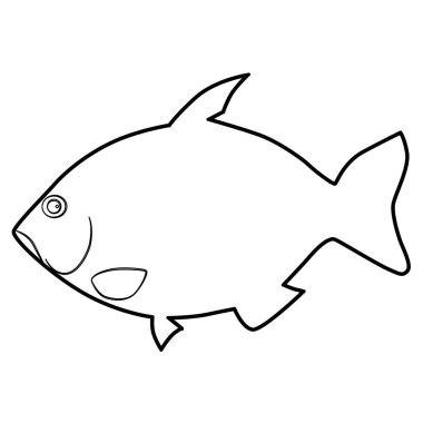 Bir sürü pullu nehir balığı. Yüzgeçli Karas. Çocuklar için boyama. Nehir avı.