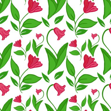 Vektör basit desenli çiçekler. Kumaş üzerine baskı yapmak için.
