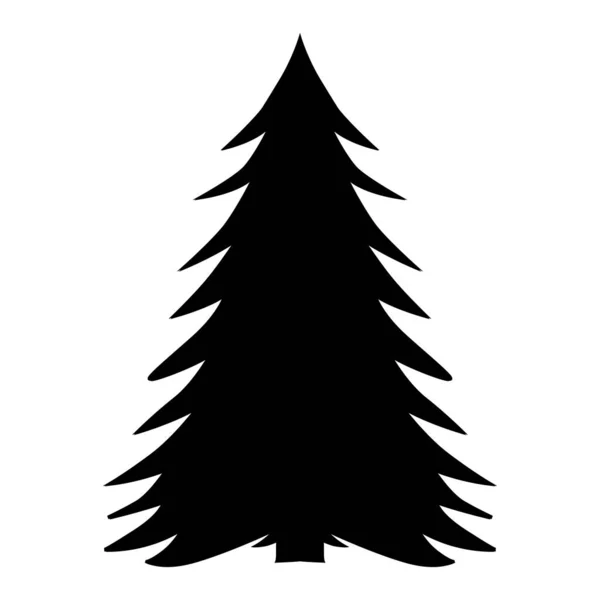 Árbol Navidad Dibujado Líneas Negras Separadas Silueta Árbol Navidad Para — Vector de stock