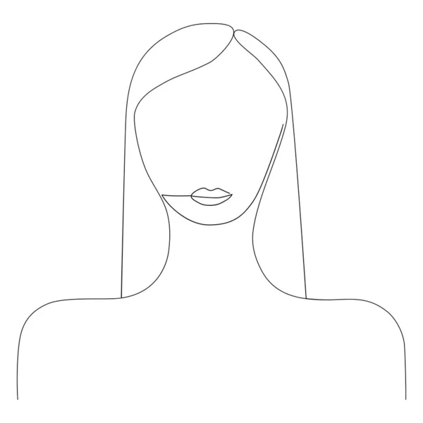 Female Face Sketch Black White Vector Illustration — Stock Vector