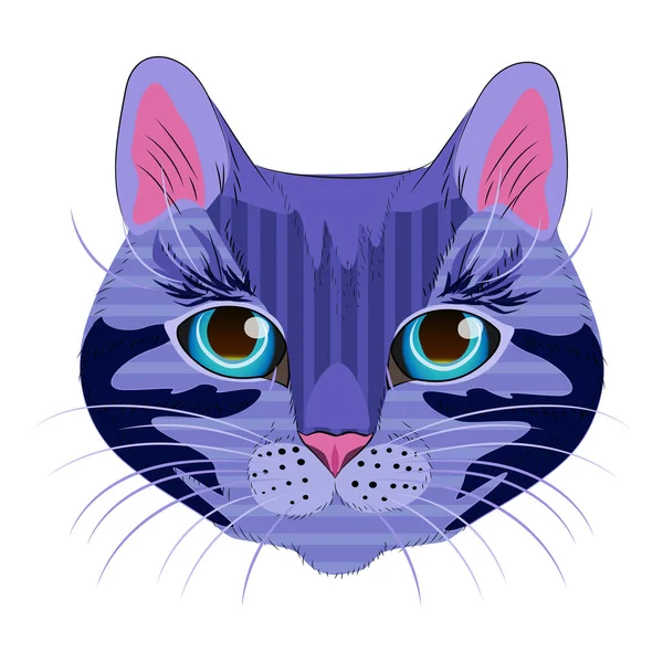 かわいい猫のベクトル描画 白い背景に猫のペットのアイコン 生地への印刷用 — ストックベクタ