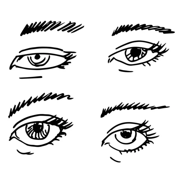 Nsan Gözünün Çeşitli Çizimleri Nsan Gözleri — Stok Vektör