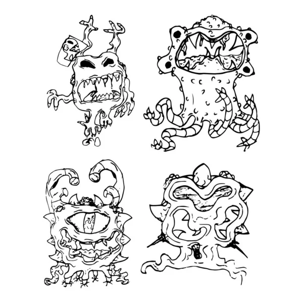 Vektorzeichnung Beängstigender Monster Zeichnungen Von Monstern — Stockvektor