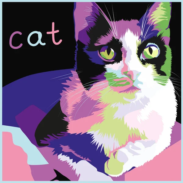 Dibujo Retrato Vectorial Gato Hermosa Ilustración Gatito Para Imprimir Tela — Vector de stock