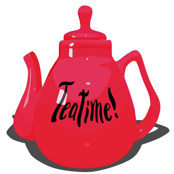 Tea Kettle Teapot Ceramic Teapot Tea — стоковый вектор