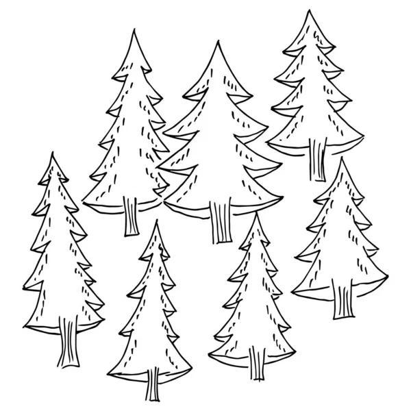 Muchas Siluetas Diferentes Árboles Navidad — Vector de stock