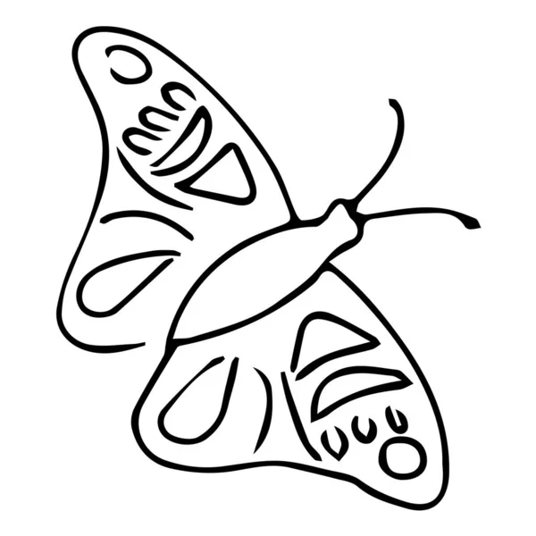 Rysunek Szkicu Motyla Prosty Rysunek Motyla Druku — Wektor stockowy