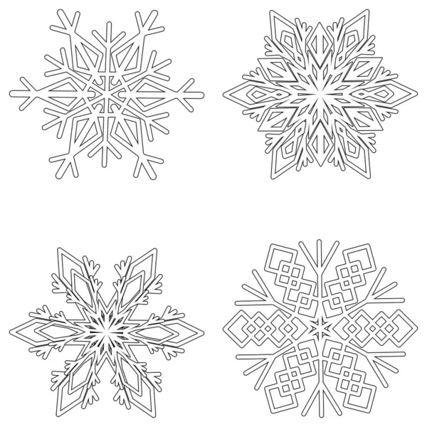 Copos Nieve Con Patrón Intrincado Copo Nieve Símbolo Del Clima — Archivo Imágenes Vectoriales