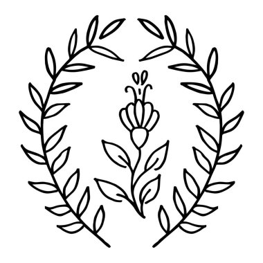 Basit yaz çiçekleri çizimleri. Soyut çiçek illüstrasyonu. El çizimi vektör sanatı. siyah beyaz resimleme