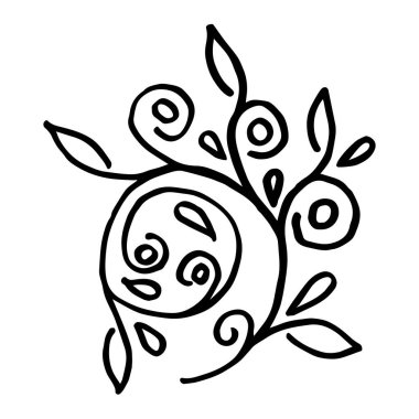 Basit yaz çiçeği çizimleri. Soyut çiçek çizimi. El çizimi vektör sanatı. Siyah beyaz resimleme