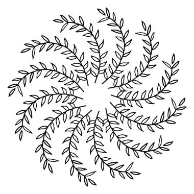 Siyah yapraklı bir dalın vektör çizimi.