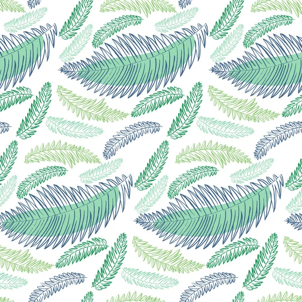 Seamless Pattern Hand Drawn Fern Leaves Vector Illustration Fern Pattern — Image vectorielle