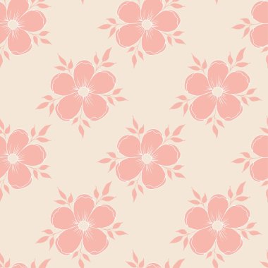 Pembe çiçeklerin vektör deseni. Kağıda ve kumaşa basmak için çiçek deseni.