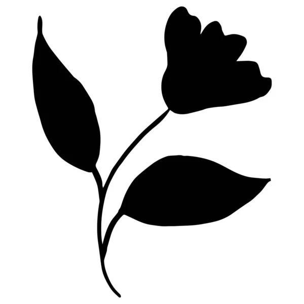 Значок Вектора Цветов Простой Рисунок Цветка Листьями Логотип Цветов — стоковый вектор