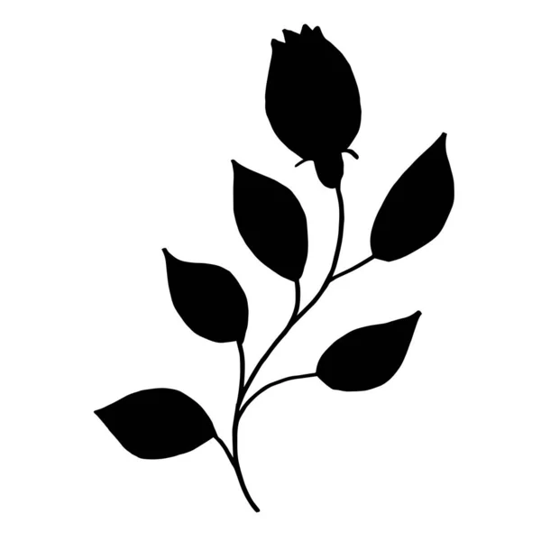 Значок Векторной Розы Простой Рисунок Цветка Листьями Логотип Бутона Розы — стоковый вектор