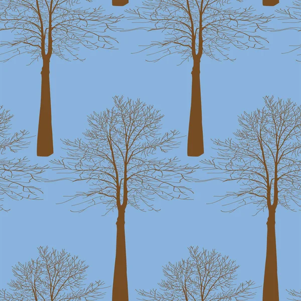 Vector Pattern Trees Blue Background Natural Drawing Printing Paper Fabric — Wektor stockowy