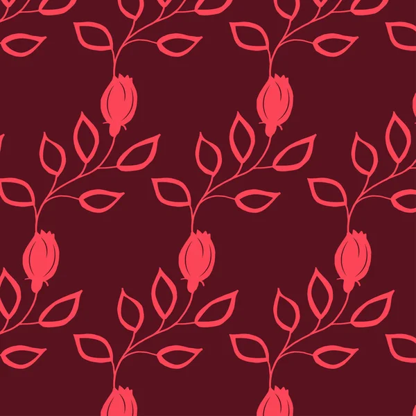 Vector Pattern Roses Leaves Seamless Pattern Printing Fabric — Stockový vektor