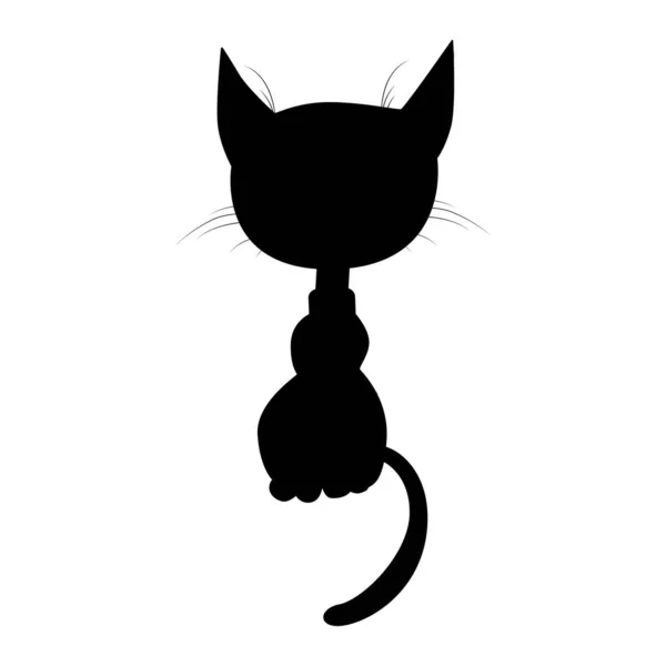 Ícone Vetorial Silhueta Gato Preto Simples Desenho Gato Para Impressão — Vetor de Stock