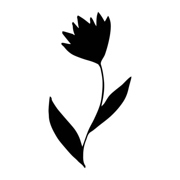 Значок Вектора Цветов Простой Рисунок Цветка Листьями — стоковый вектор