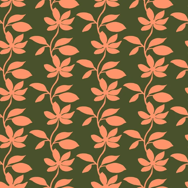 Цветы Векторного Рисунка Листьями Бесшовный Рисунок Печати Ткани — стоковый вектор