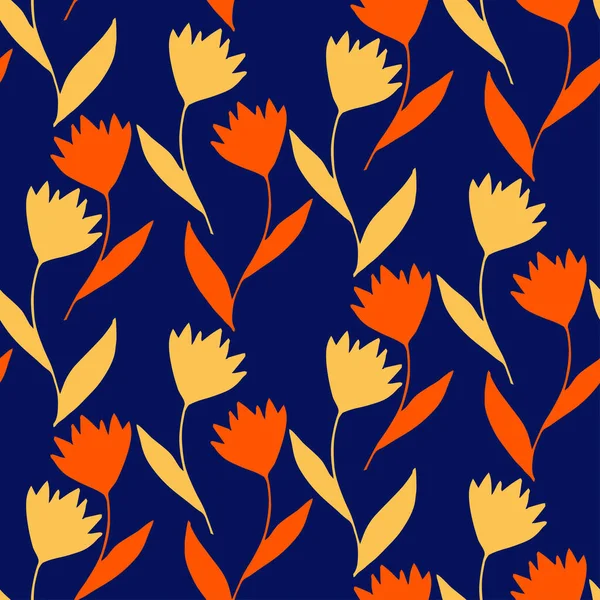 Vector Pattern Flowers Leaves Seamless Pattern Printing Fabric — 스톡 벡터