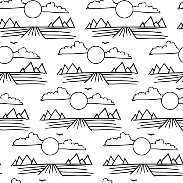 Vector Simple Pattern Mountains Printing Fabric — Stock vektor