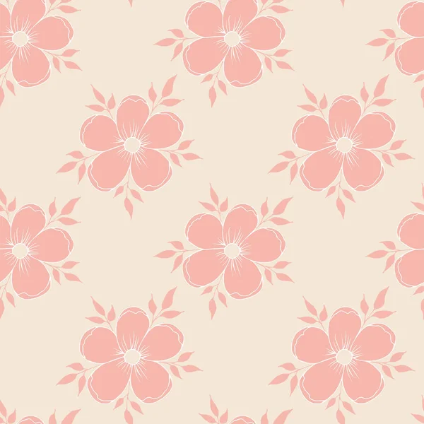 Vector Pattern Pink Flowers Floral Pattern Printing Paper Fabric — 图库矢量图片