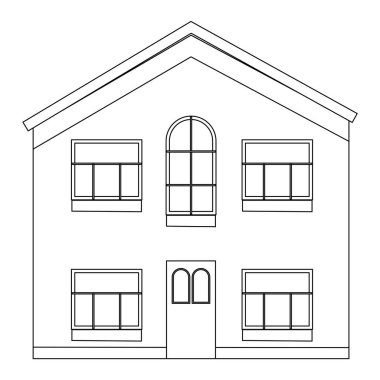 Ev binası ikonu. Web için konut vektör simgelerinin dış cephesinin özeti
